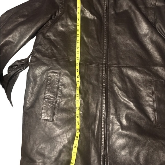 Yves Saint Laurent vintage womens Designer brown leather coat size 12 - Picture 12 of 12